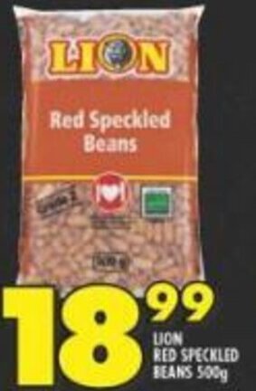 Shoprite LION RED SPECKLED BEANS 500g offer