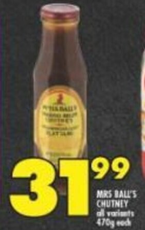 Shoprite MRS BALL'S CHUTNEY all variants 470g each offer