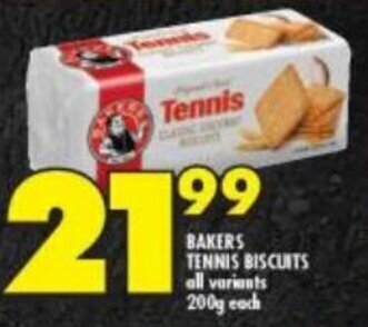Shoprite BAKERS TENNIS BISCUITS all variants 200g each offer