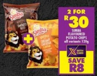 Shoprite SIMBA FLAVOURED POTATO CHIPS all variants 120g offer