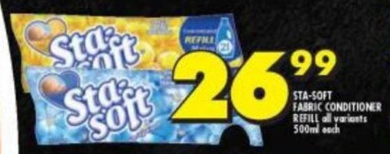 Shoprite STA-SOFT FABRIC CONDITIONER REFILL all variants 500ml each offer