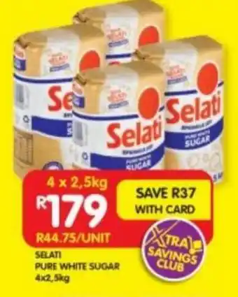 Shoprite SELATI PURE WHITE SUGAR 4x2,5kg offer