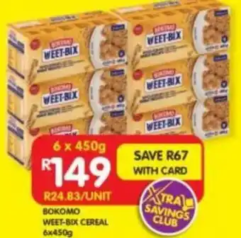 Shoprite BOKOMO WEET-BIX CEREAL 6x450g offer
