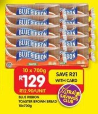Shoprite BLUE RIBBON TOASTER BROWN BREAD 10x700g offer