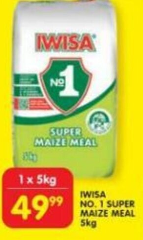 Shoprite IWISA NO. 1 SUPER MAIZE MEAL 5kg offer