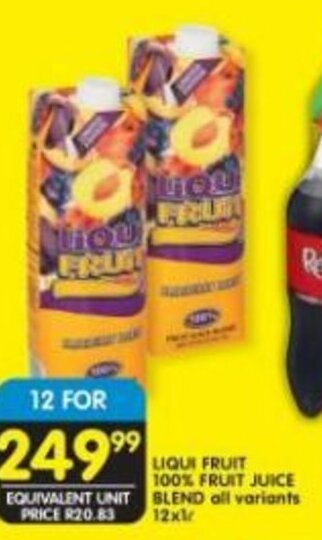 Shoprite LIQUI FRUIT 100% FRUIT JUICE BLEND all variants 12x1L offer