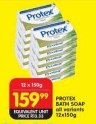 Shoprite PROTEX BATH SOAP all variants 12x150g offer