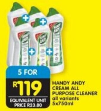 Shoprite HANDY ANDY CREAM ALL PURPOSE CLEANER all variants 5x750ml offer