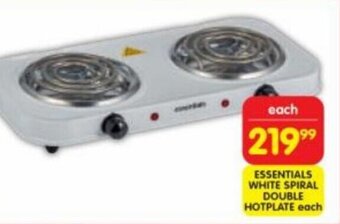 Shoprite ESSENTIALS WHITE SPIRAL DOUBLE HOTPLATE each offer
