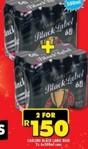 Shoprite Carling black label beer 2x 6x500ml offer
