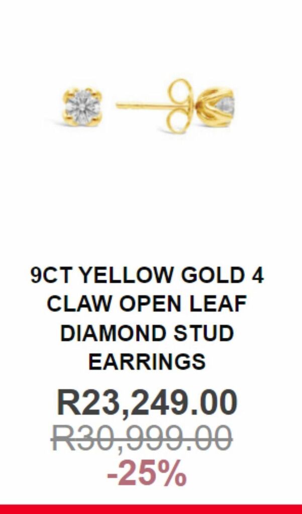 Arthur Kaplan 9ct yellow gold 4 claw open leaf  diamons stud earrings offer
