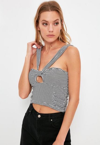 Superbalist Tie detailed strap striped knitted blouse - black & white offer