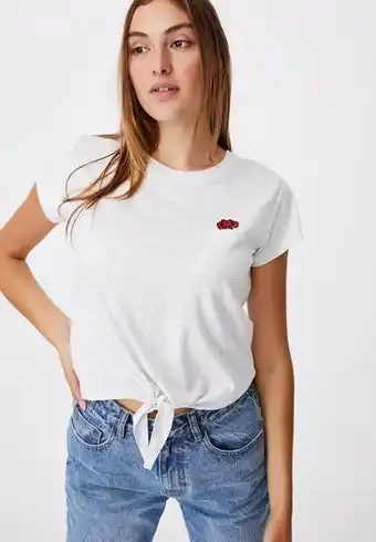 Tie front graphic tee marle - grey