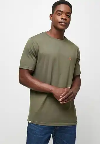 Leo organic crew neck tee with chest embroidery - khaki green
