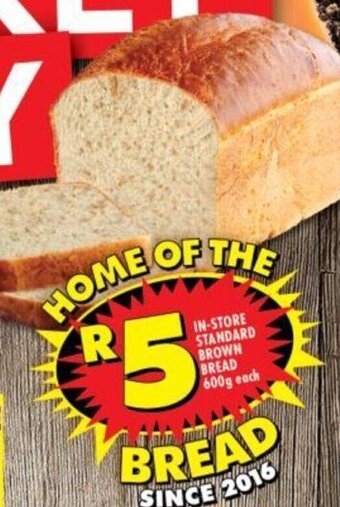 Shoprite IN-STORE STANDARD BROWN BREAD 600g each offer