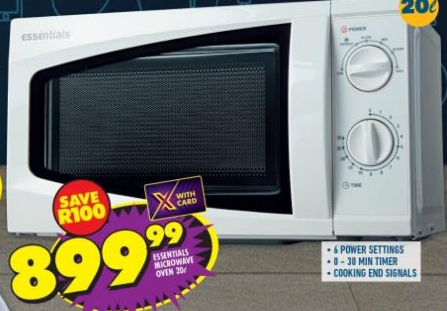 ESSENTIALS MICROWAVE OVEN 20L offer at Shoprite