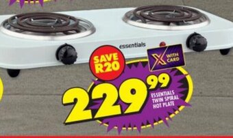 Shoprite ESSENTIALS TWIN SPIRAL HOT PLATE offer