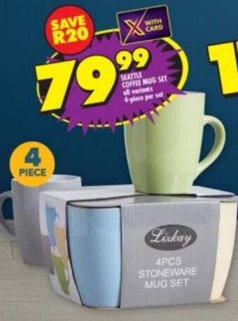 Shoprite SEATTLE COFFEE MUG SET o variends 4-piece per set offer