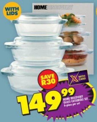 Shoprite HOME DISCOVERY GLASS CASSEROLE SET 6-piece per set offer