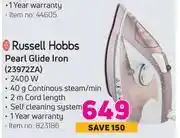 Game Russell hobbs pearl glide iron offer