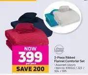 Game Always home 3 piece ribbed flannel comforter set-per pack offer