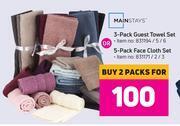 Game Mainstays 3 pack guest towel set or 5 pack face cloth set-for 2 offer