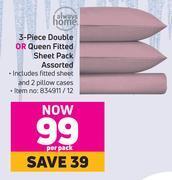 Game Always home 3 piece double or queen fitted sheet pack assorted-per pack offer