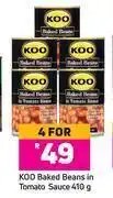 Game Koo baked beans in tomato sauce-for 4 x 410g offer