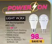 Lightworx 7w rechargeable a60 led-each