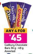 Game Cadbury chocolate bars assorted-for any 4 x 36g/49g offer