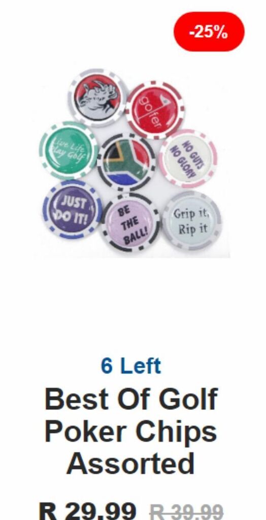 Best of golf poker chips assorted offer at The Pro Shop