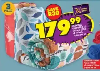 Shoprite ESSENTIALS COMFORTER SET 190cm x 220m offer