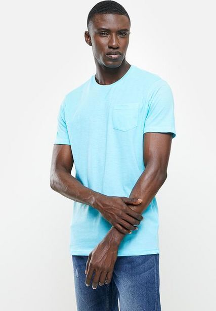 Superbalist Rib worn chest pocket tee - ice blue marl offer