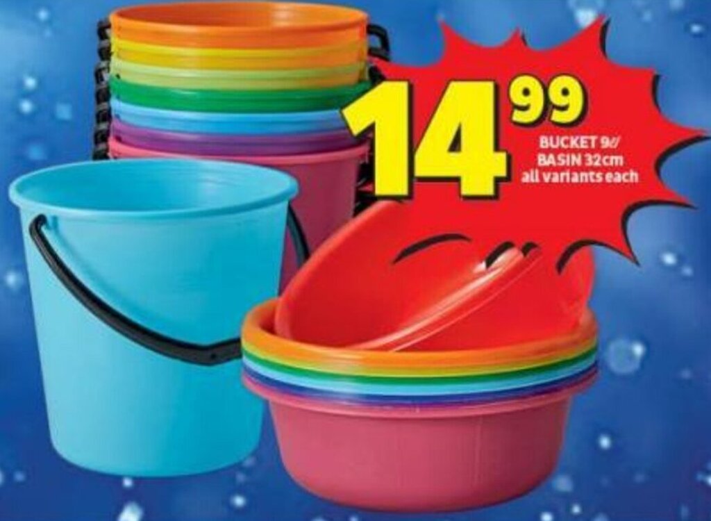 Usave BUCKET 9L BASIN 32cm all variants each offer