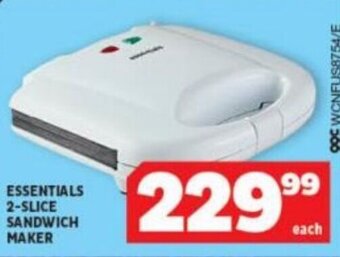 ESSENTIALS 2-SLICE SANDWICH MAKER