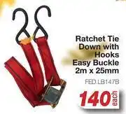 AutoZone Ratchet tie down with hooks easy buckle 2m x 25mm fed.lb147b-each offer