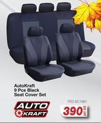 AutoZone Auto kraft 9 pce black seat cover set fed.sc1881-per set offer