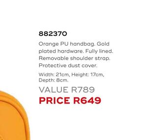 Honey Fashion Accessories Orange pu handbag offer
