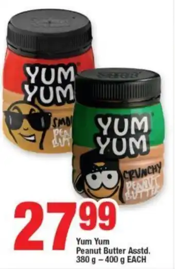 OK Foods YUM YUM CRUNCHY PEANUT BUTTER ASSTD. 380g-400g each offer
