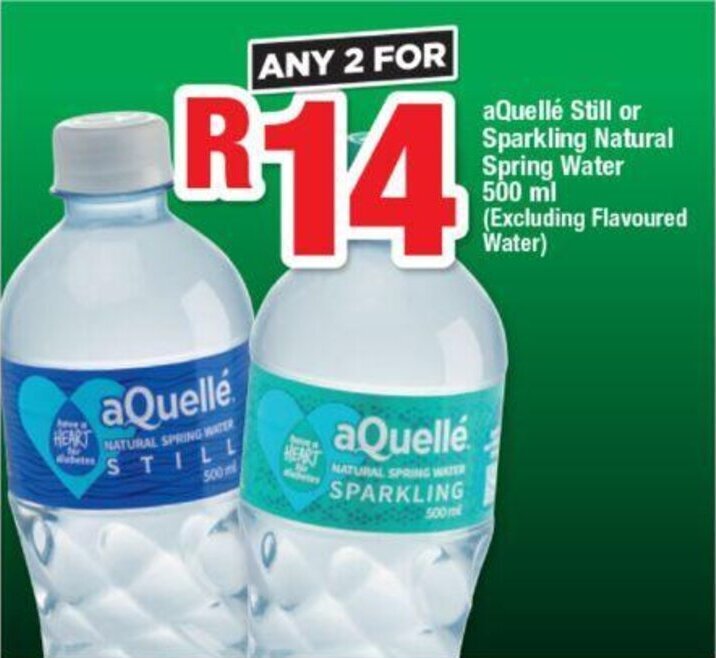 OK Foods aQuellé Still or Sparkling Natural Spring Water 500 ml (Excluding Flavoured Water) offer