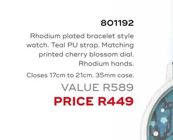 Honey Fashion Accessories Rhodium plated bracelet style watch offer