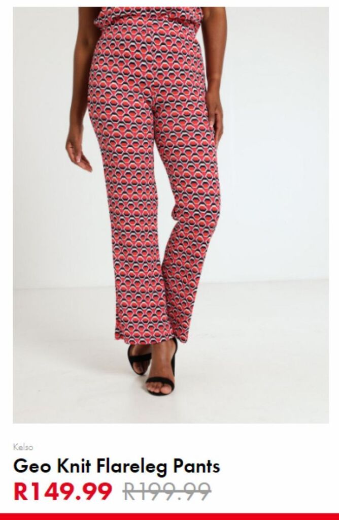 Geo knit flareleg pants offer at Edgars