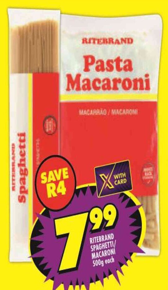 Ritebrand Spaghetti/Macaroni 500g offer at Shoprite