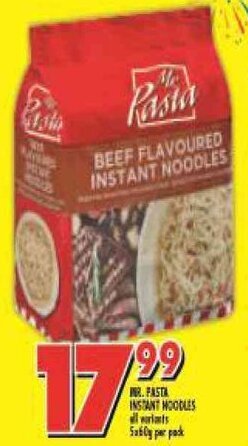 Shoprite Mr. Pasta Instant Noodles 5x60g offer