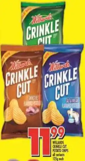 Shoprite Willards Crinkle Cut Potato Chips 125g offer
