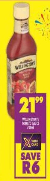 Shoprite Wellington's Tomato Sauce 700ml offer
