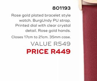 Honey Fashion Accessories Rose gold plated bracelet style watch offer