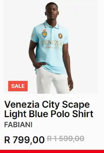 Fabiani Venezia city scape light blue polo shirt offer