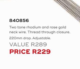 Honey Fashion Accessories Two tone rhodium and rose gold neck wire, thread through closure offer