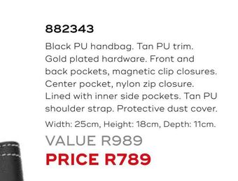 Honey Fashion Accessories Black pu handbag offer